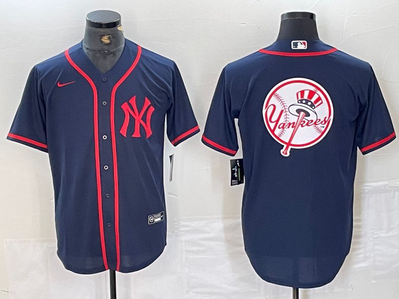 Men New York Yankees Blank Blue Third generation joint name Nike 2024 MLB Jersey style 18